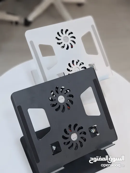 ستاند لابتوب معدني مدمج بمراوح تبريد Laptop Stand دوران 360 درجة تحكم بالارتفاع والزوايا فقط