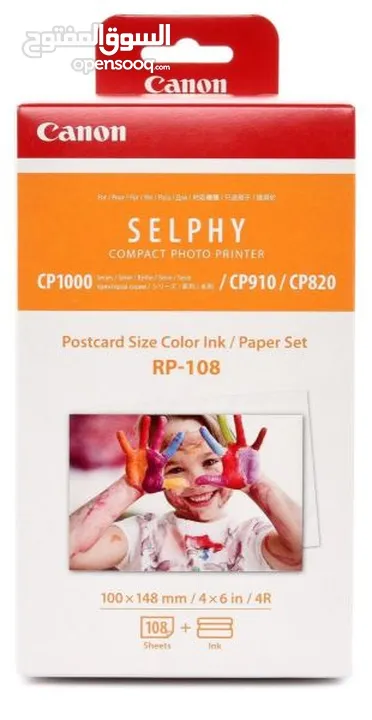 Canon Selphy printer Ink and Paper, 108 sheet of 4x6in paper  حبر وورق طابعة Canon Selphy، 108 ورقة