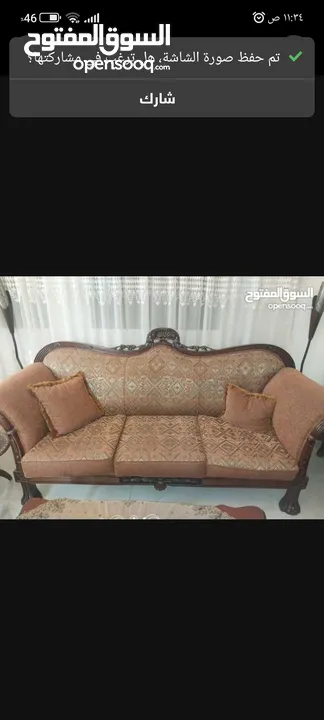 طقم كنب  خشب زان مكون من 7مقاعد  نظيف جدا بسعر مناسب