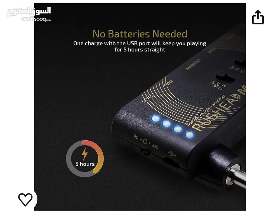مكبر صوت محمول للكيتار الكهربائي والبيز والآلات الموسيقية Valeton Rushead Max Pocket Amplifier