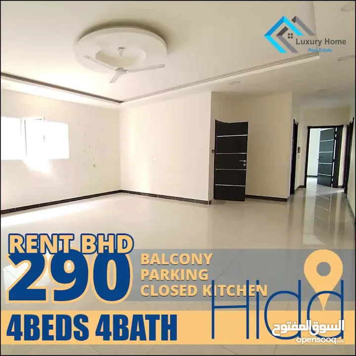 Spacious 4-Bedroom Flat for Rent in Hidd 290BHD (Unfurnished).......................................