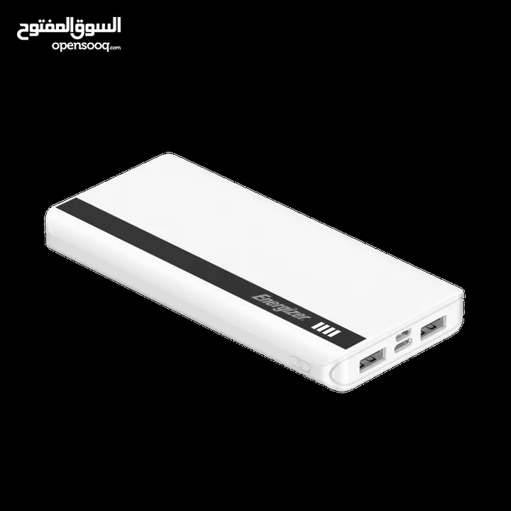 Energizer power bank 10000mah UE10054 بور بانك باللونين الأبيض والأسود