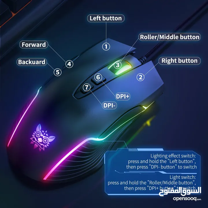 ONIKUMA CW905 Wired Gaming Mouse Opticalماوس اونيكوما مع اضاءة