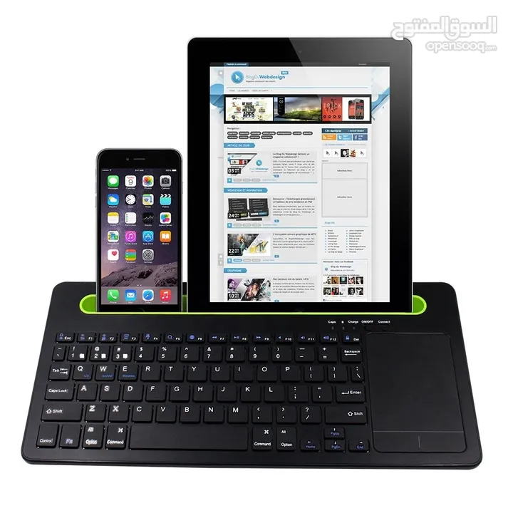 كيبورد بلوتوث للموبايل والايباد والكمبيوتر Bluetooth Keyboard for ipad, Multi-Device Wireless Keyboa