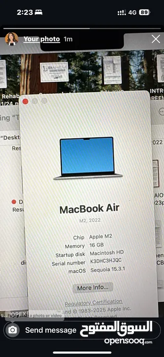 2 MacBook Air M2 256GB - Under warranty til December 7  تخت مفاعل الشركة لأخر السنة  مشحون 7 مرات