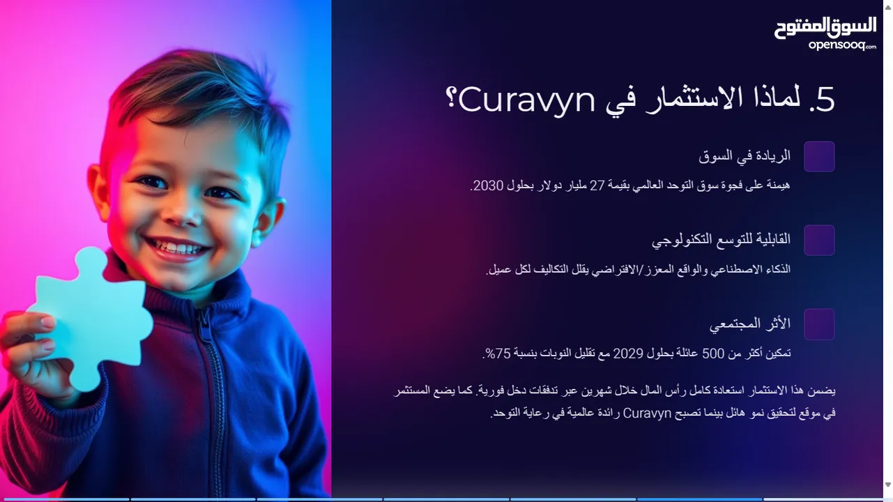 مشروع  أستثماري لعلامة تجارية في مجال ألصحة Curavyn