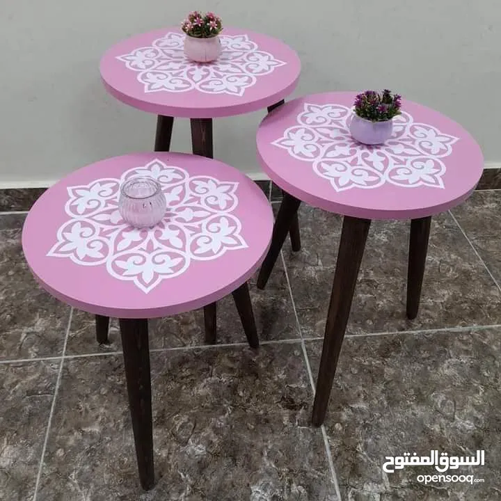 طاولات سرفيس 3 قطع ب 15 دينار  الاطقم pvc حراري  مقاوم للمي والرطوبه الخدوش ومكفولين  سارع بالطلب  .