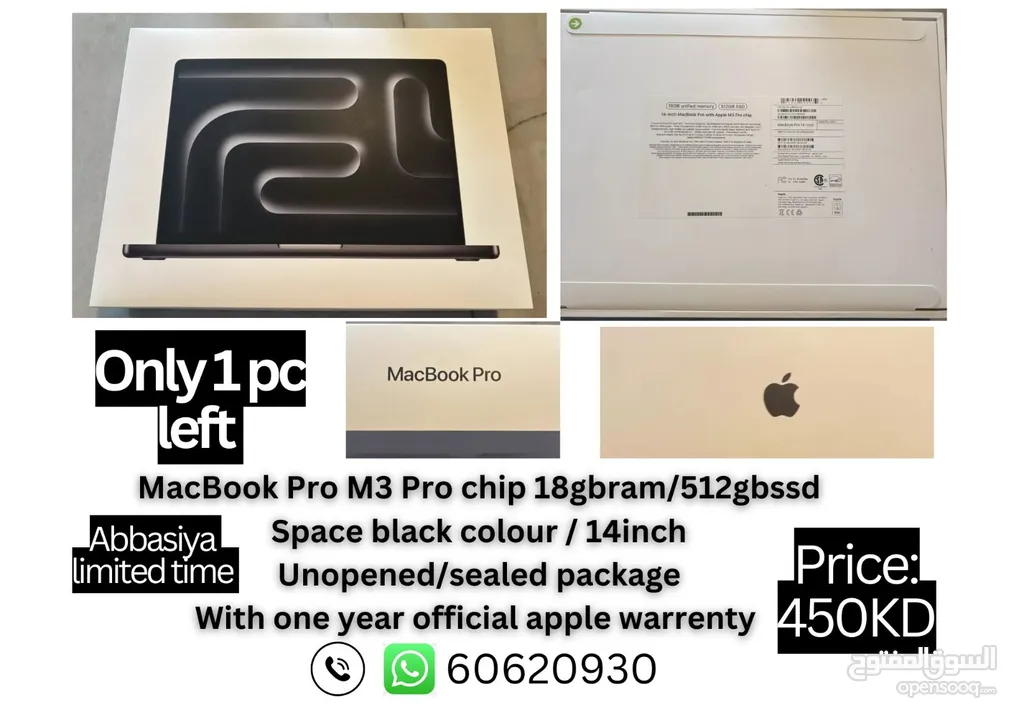 MacBook Pro M3 Pro chip 18/512 Space black/ 14inch sealed package