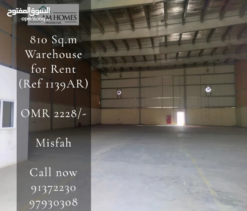 810 Sq.m Warehouse for Rent in Misfah REF:1139AR