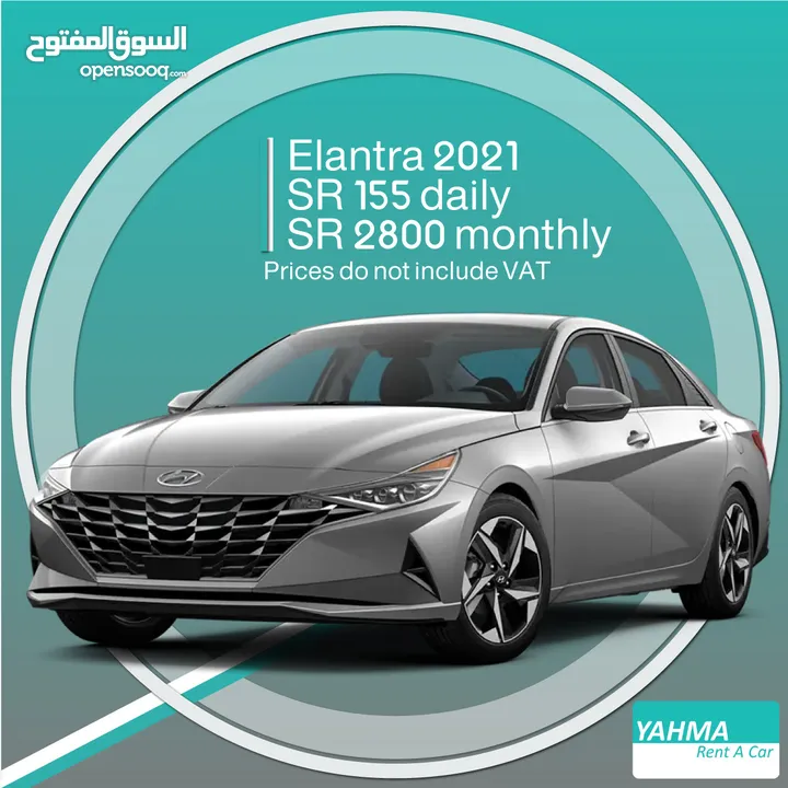 Hyundai Elantra 2021 for rent - Free delivery for monthly rental