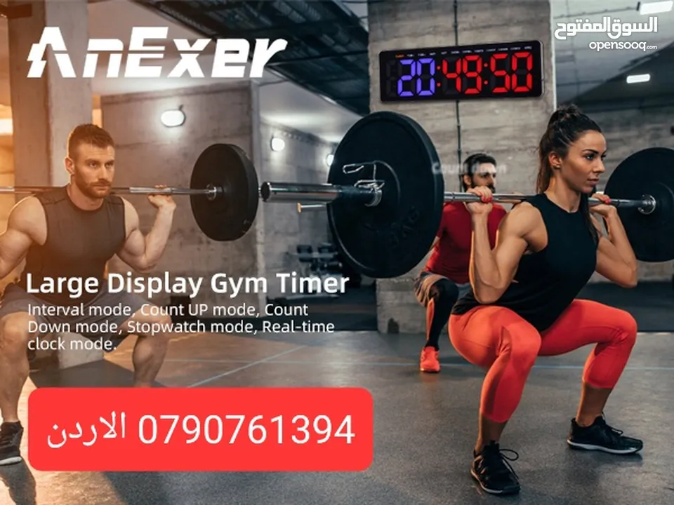 تايمر جيم مؤقت رياضي ساعات ديجتال صالات رياضية للياقة البدنية بشاشة كبيرة مع جهاز تحكم عن بعد لتماري