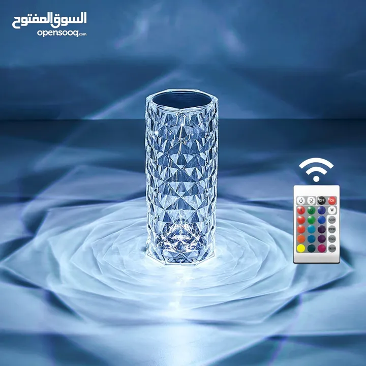 Crystal Rose Diamond Touch Lamp LED RGB 16 Colors USB Charging with Remote Table Lamp اضائة زينة