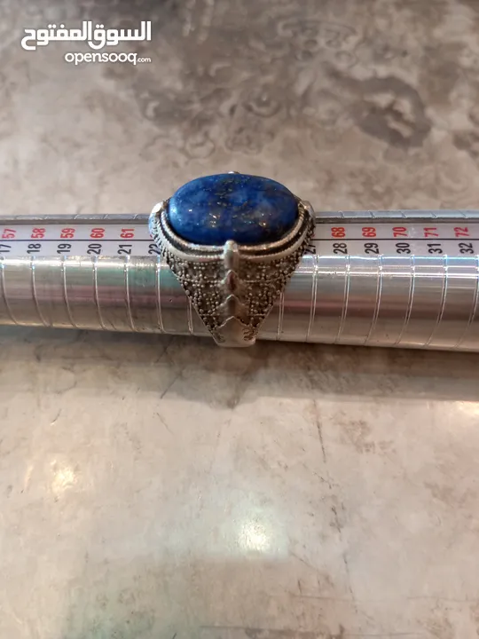 خواتم فضه شغل جميل جدا مطعم  بأحجار كريمة عقيق عظم لازوردي