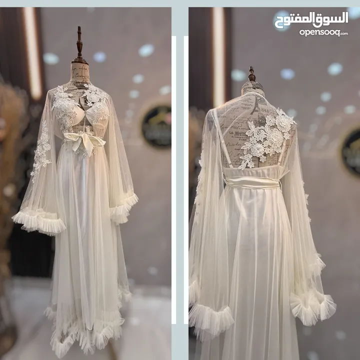 جهاز عروس  قميص نوم ابيض طقم العروس 4قطع