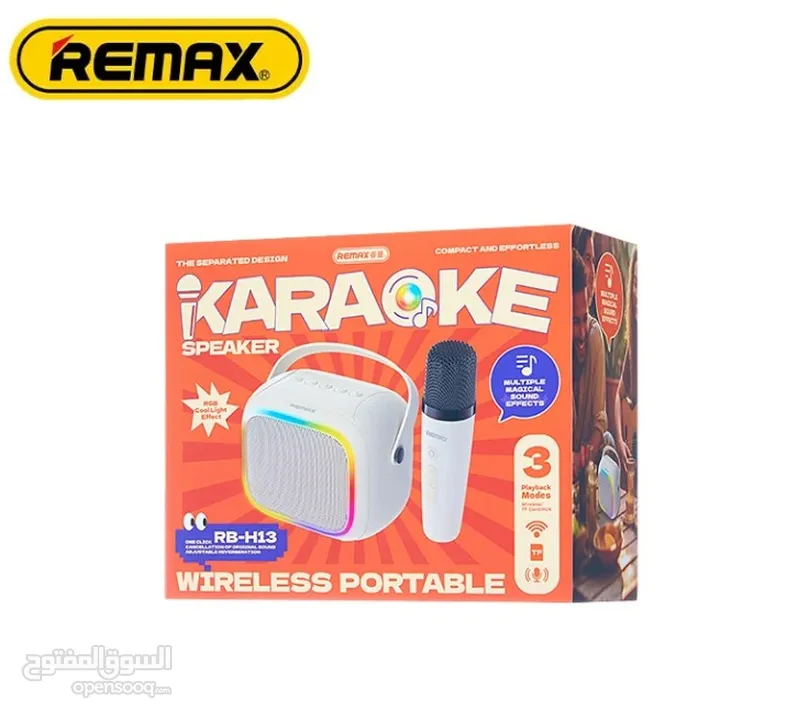 Remax RB-H13 RGB Wireless Portable Karaoke Speaker wth Mic سماعات لاسلكية مع مايكرفون