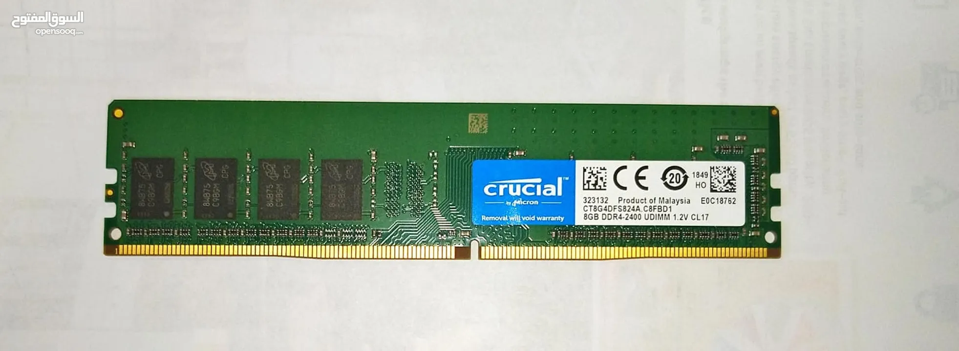 Crucial 8GB DDR4 RAM  2400MHz used desktop ram (2 x 8gb) for sale