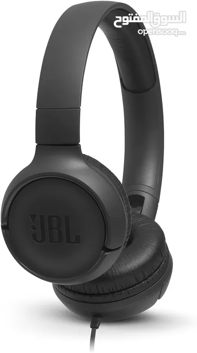 سماعات JBL اصلي كيبل مع مايكروفون Jbl Tune 500 Headband with Black Wire Headphones and Microphone
