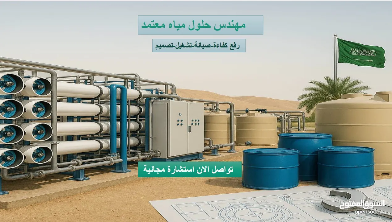 خدمات محطات تحلية المياة والصرف الصحى وكيماويات المعالجة والاستشارات الهندسية والتصميم