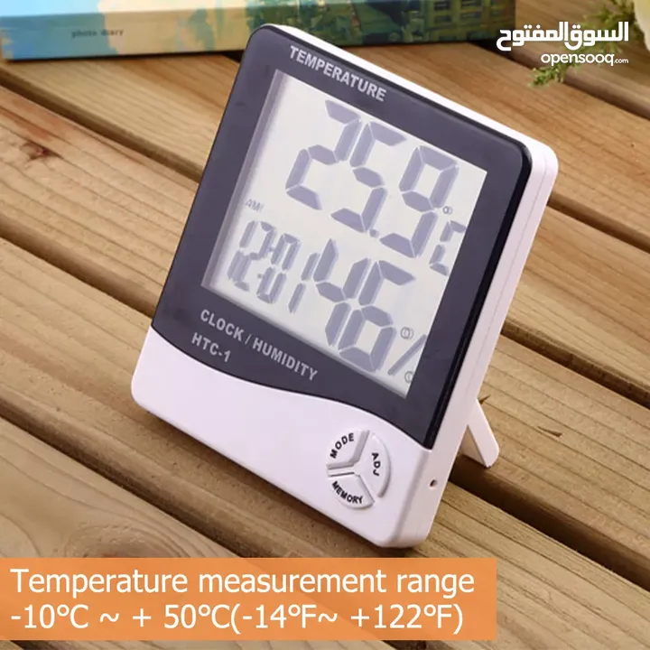 جهاز قياس درجة الحرارة والرطوبة مع ساعه منبه شاشة LCDيستخدم خارجي وداخلي ميزان رطوبه و حراره الرطوبه