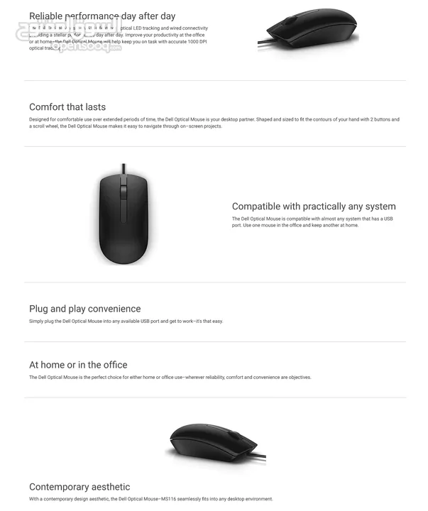 DELL MS116 Optical Mouse ماوس ديل سلك اصلي