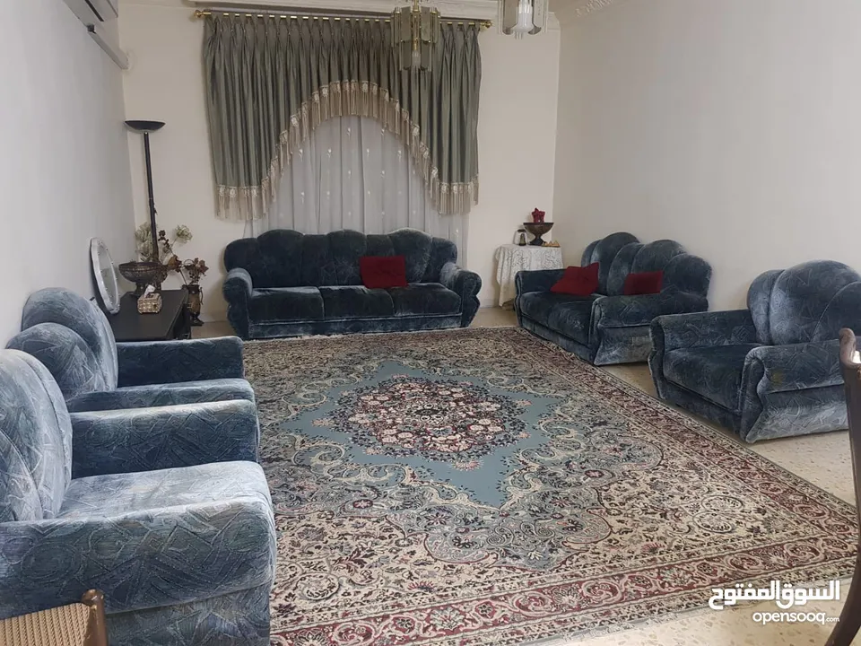اثاث غرفة معيشة مع السجادة والستارة