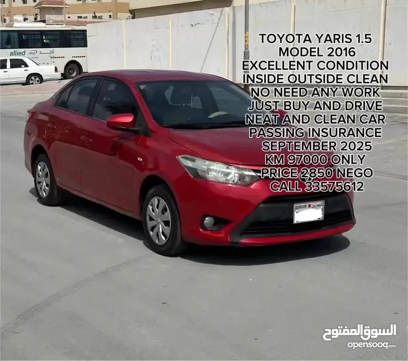 TOYOTA YARIS 1.5 MODEL 2016 NEAT AND CLEAN CAR