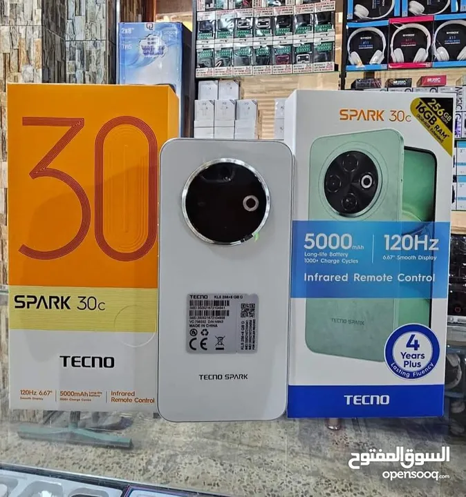 جهاز جديد بالكرتونة Spark 30c رام 8 و 12 و 16 جيجا 128 و 256 مكفول سنة متوفر توصيل