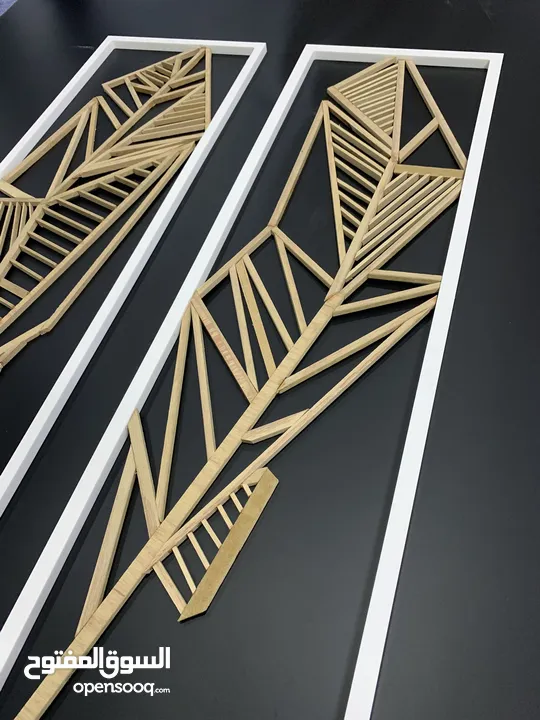 A beautiful wall decor for dining area White Croean frame with handmade wooden leafs of fly wood