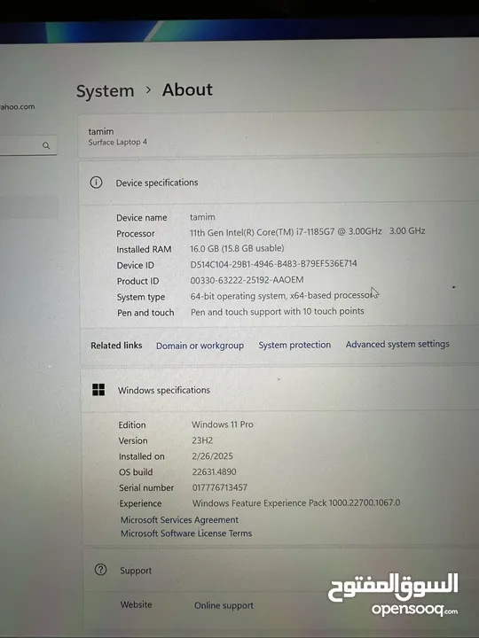 Microsoft surface laptop 4  Core i7 g e n 11