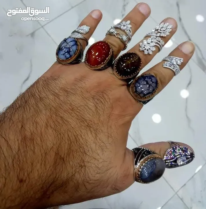 خواتم فضه مطعمه بالحجر الكريم
