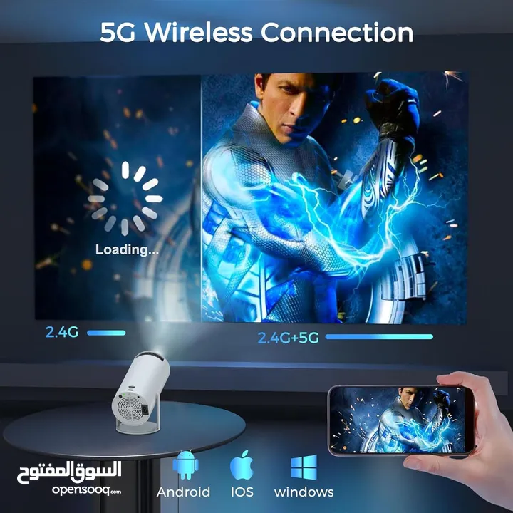 بروجيكتور عالي الدقة اندرويد ويندوز ابل وايفاي 5 جي Projector Universal HY300 4K Auto Keystone