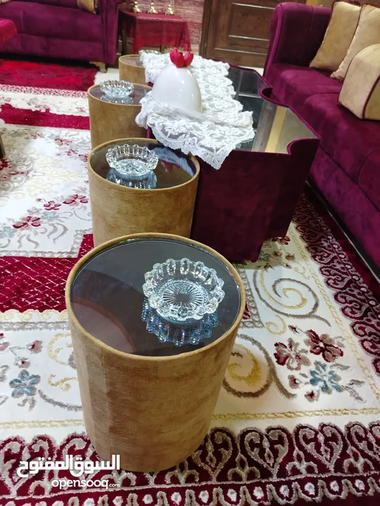 طاوله سداسيه تفصيل مع 6 طربيزات برميل كمان تفصيل