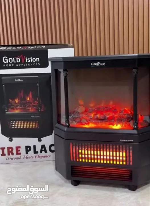 صوبة فايربليس ديكورية فاخرة قوة 2000 واط لتدفئة عالية جداً 3 أعمدة + هيتر هواء