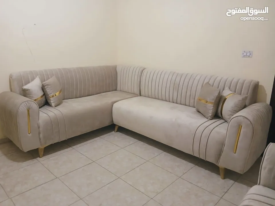 كورنر مودرن خشب لاتيه وسويد