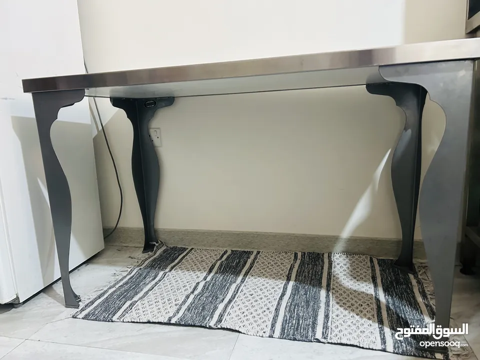 Ikea Stainless Steel VIKA HYTTAN Table with VIKA FINTORP Legs