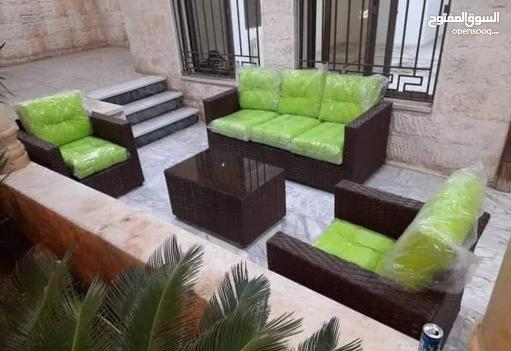 طقم راتان 5 مقاعد 125د + طاولة وسط .. شامل التوصيل داخل عمان  يتوفر اطقم راتان سباعي مراجيح ثلاثية 1