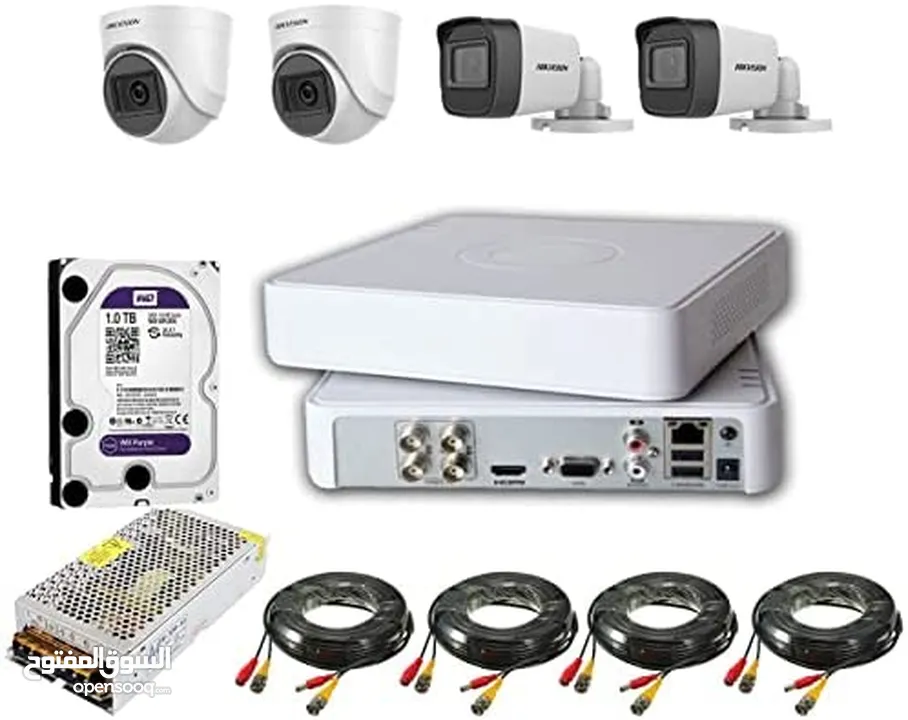 نظام كاميرات 2 ميجا بكسل 4 كاميرات مع كامل  اغراضهم جاهز للتركيب بسعر حرق   camera hikvision 2mega