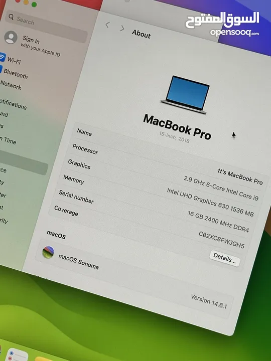 MacBook Pro Model A1990, touch bar, core i9,   15.4" very clean