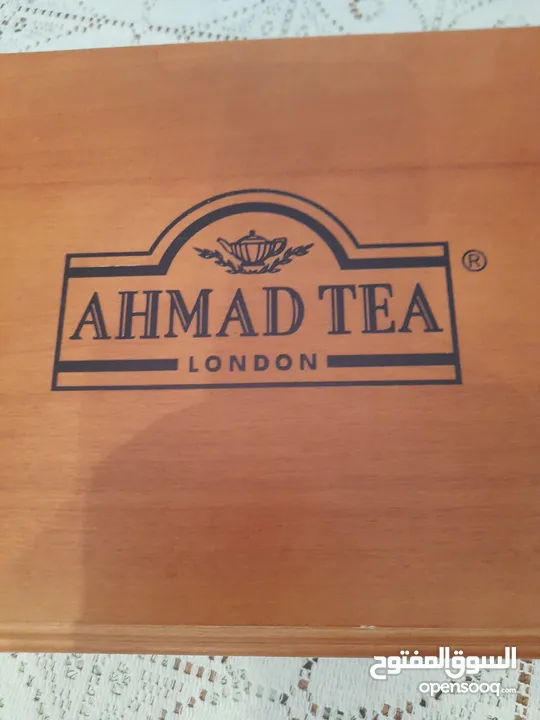 صندوق شاي احمد خشبي فاخر