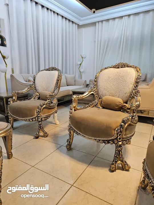 طقم كنب دمياطي  خشب زان قماش سليفا تحريف يدوي اعلى جودة من المصنع لبيتك