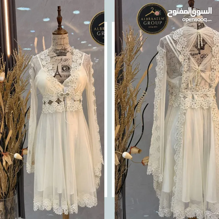 جهاز عروس  قميص نوم ابيض طقم العروس 4قطع