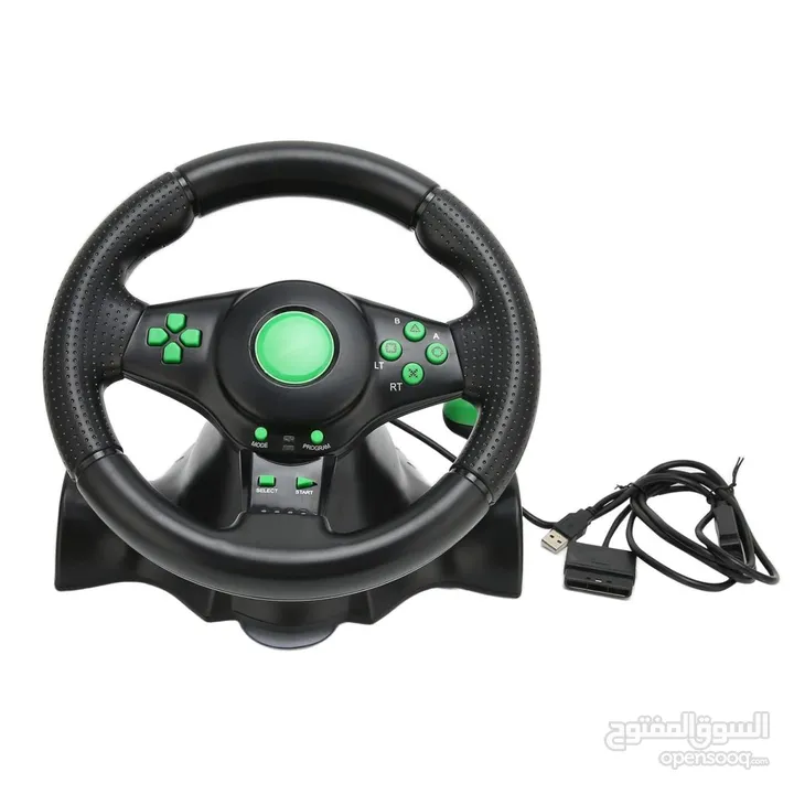 4in 1 Vibration Steering Wheel 180 Rotation For X360, PS3, PS2 PC USB ستيرنج عجلة قيادة للالعاب