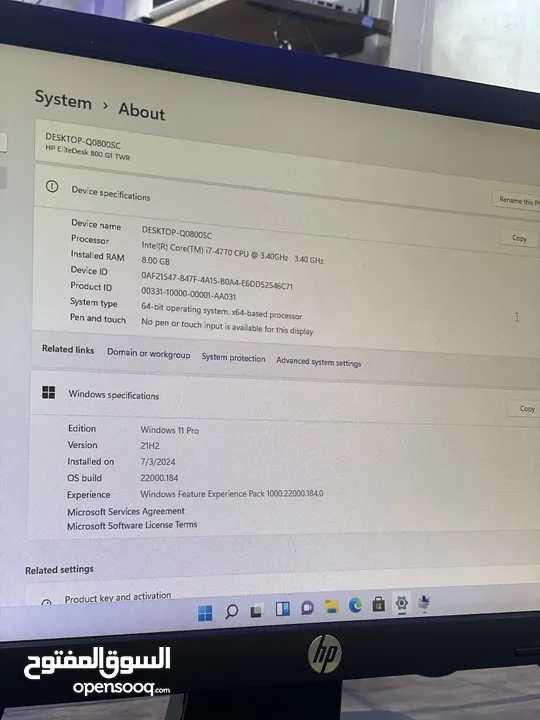 PC HP Core i7 جيل رابع  مع شاشة كامل مكمل قوي و عملي أمريكي اصلي