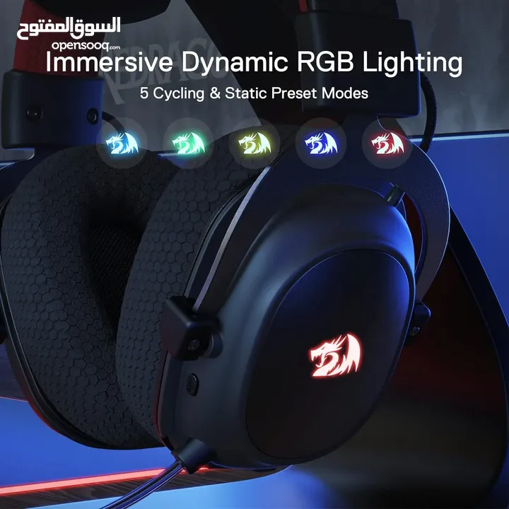 Redragon H510 PRO Zeus-X RGB Wireless Gaming Headset - 7.1 Surround Sound سماعات ريدراجون وايرليس