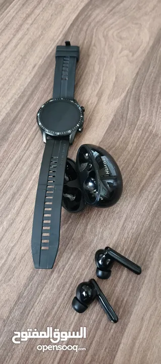 Huawei smart watch GT 2 and huawei  freebuds 4i ساعة وسماعة huawei الاصلي
