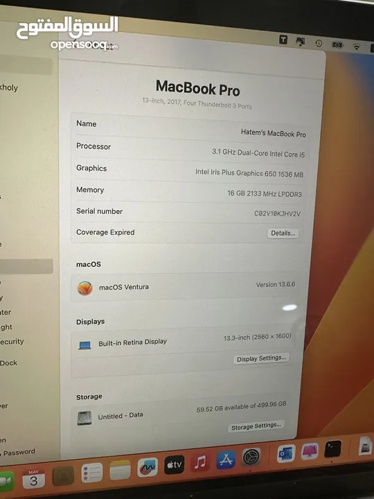 MacBook pro 2017 512 GB and 16 GB Ram with touch bar