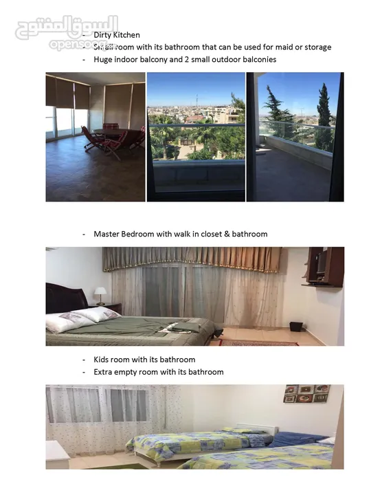 Luxurious 3 Bedroom 400M Apartment on top of a hill for Rent Amman Jordan