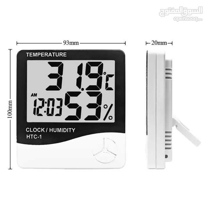ميزان حرارة و رطوبة ساعة قياس درجه الحراره و الرطوبه شاشه LCD و ساعه ومنبه يستخدم داخلي وخارجي رطوبه
