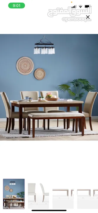 Ken 6-Seater Marble Top Dining Set for Sale
