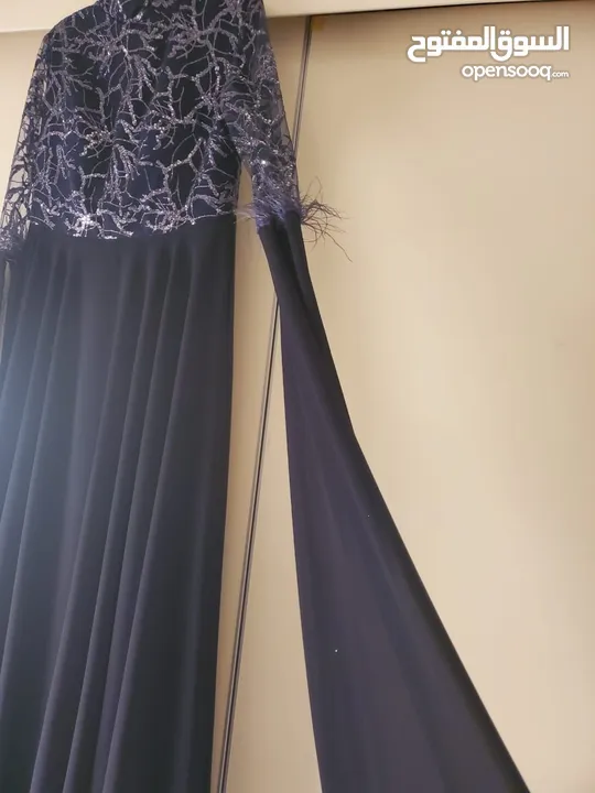 فستان سهرة كحلي موديل جديد 2025 قياس l  راقي جدا مع الشيلة Dark navy blue evening dress